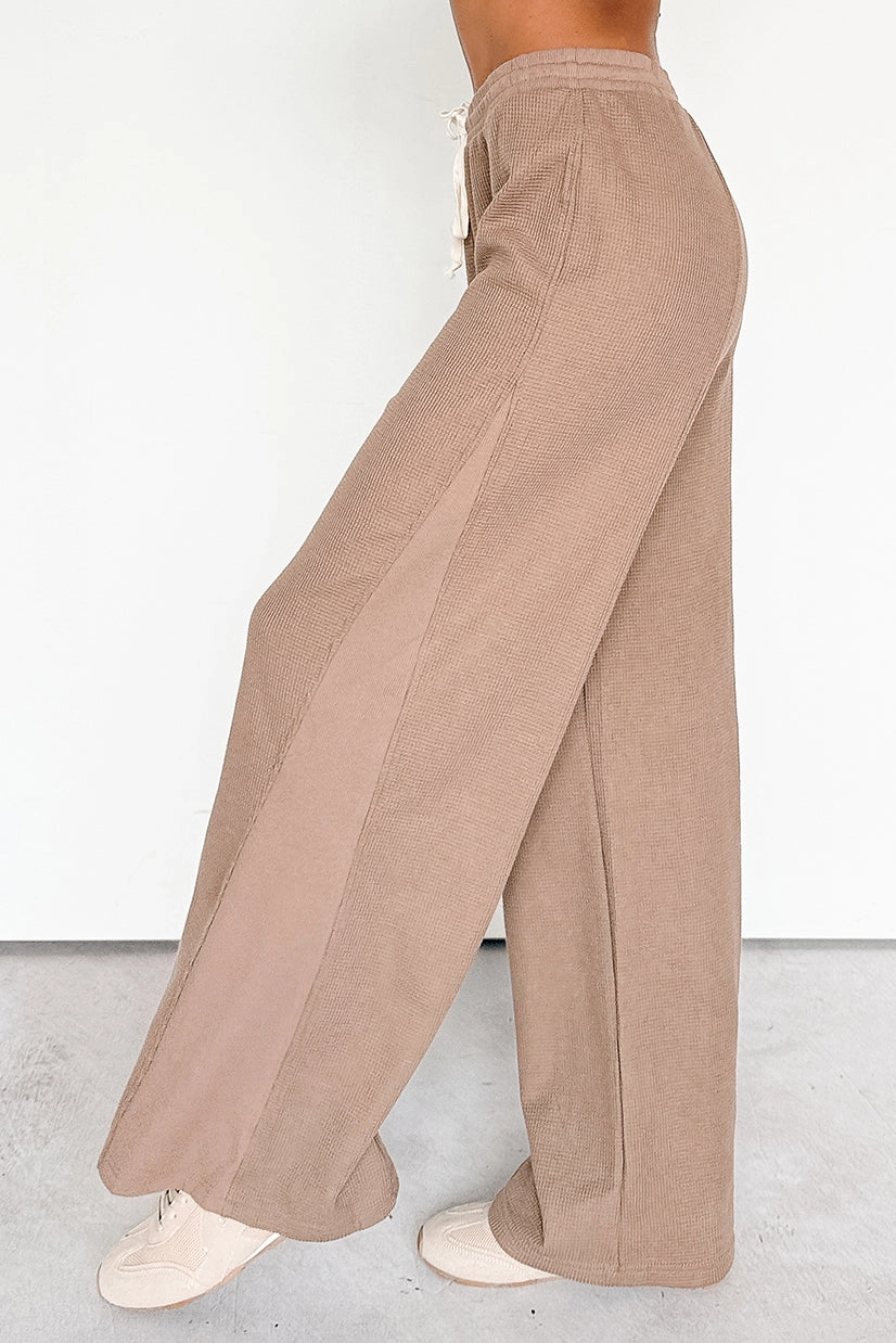 ThermalRegulatingLining Timeless Comfort In The Daylight Contrast Tie Waffle Knit Pants (Mocha)