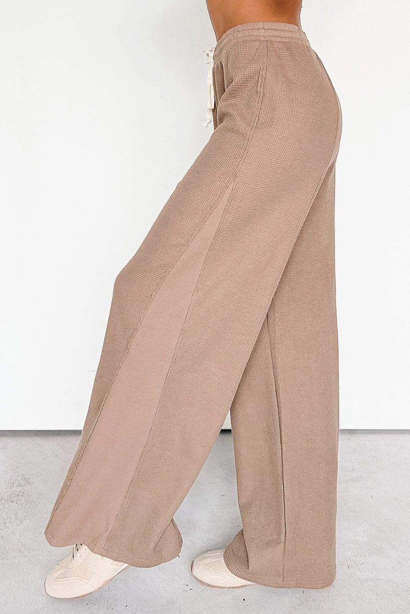 Toddler clothing In The Daylight Contrast Tie Waffle Knit Pants (Mocha)