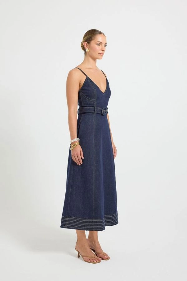 Comfy Shape Indie Flared Midi Indigo