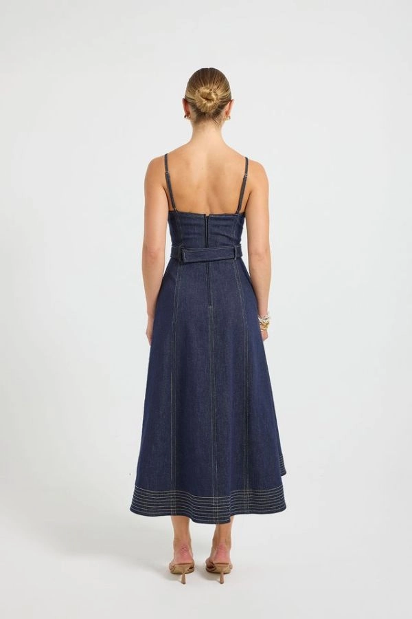 Simple Form Indie Flared Midi Indigo