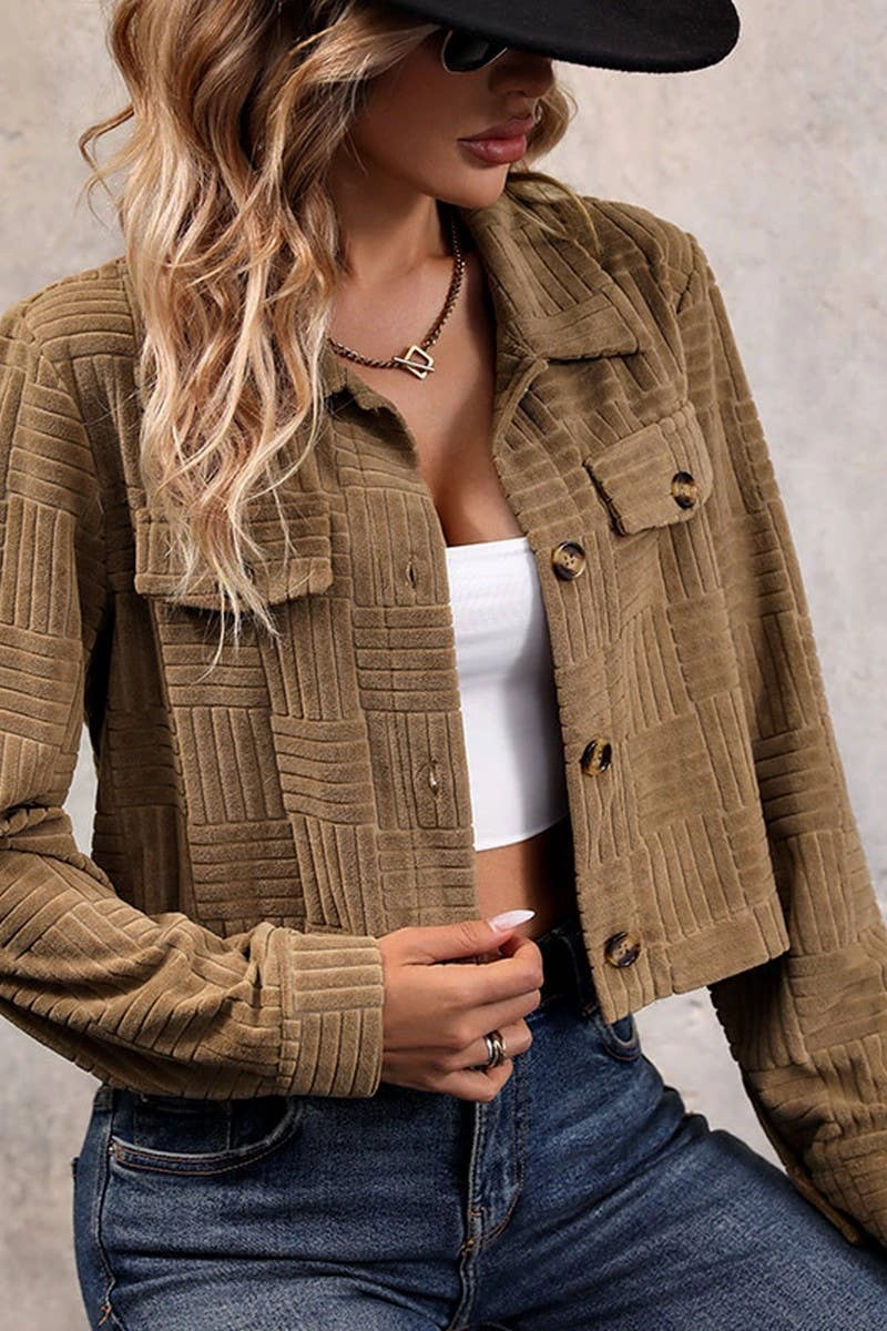 Printed top CORDUROY SOLID COLOR JACKET_CWOJA0760