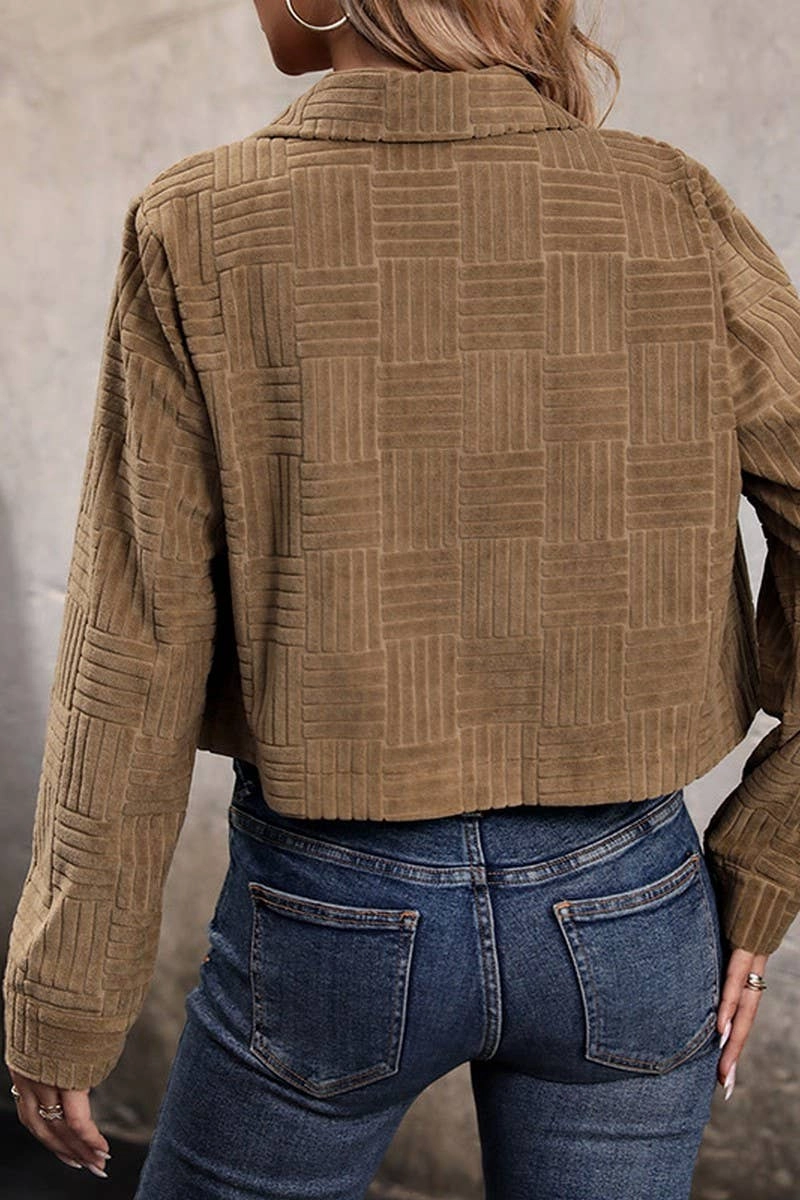 CORDUROY SOLID COLOR JACKET_CWOJA0760 DoubleStitched Wrinkle Free Weave
