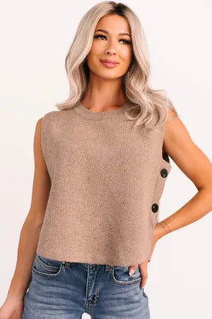 DualLayer Weave Inner Calm Sleeveless Knit Sweater (Mocha Mousse)