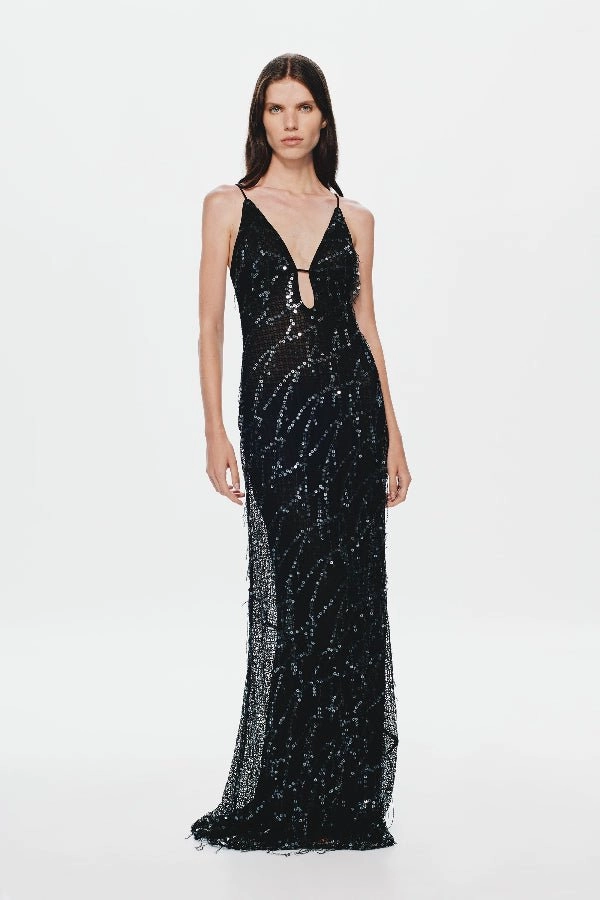 The 'Onyx' Sequin Dress Black Perfectly Fit Look Soft Cut