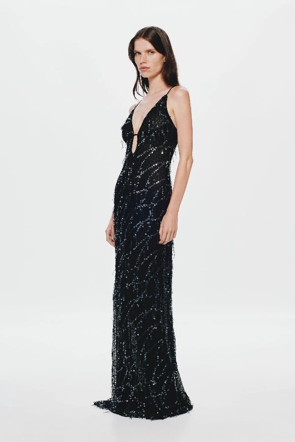 Snag-Resistant Perfect Shape The 'Onyx' Sequin Dress Black