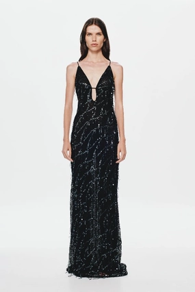 Polished Details Subtle Lines The 'Onyx' Sequin Dress Black