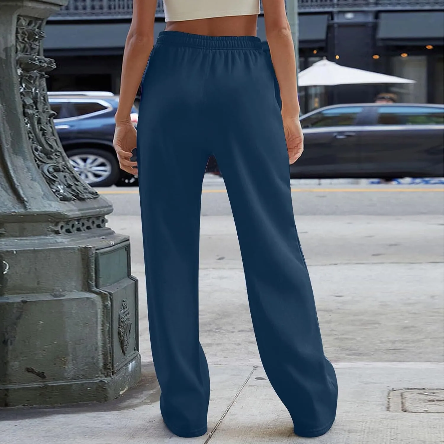 Interior Drawstring Waist Sweatpants for Women Casual Straight Leg Sweatpants Baggy Workout Pants with Pockets