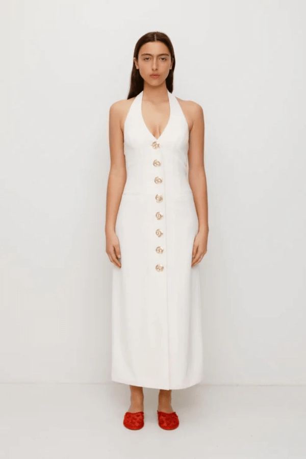 Irida Maxi Dress Ivory Minimalist fit-and-flare