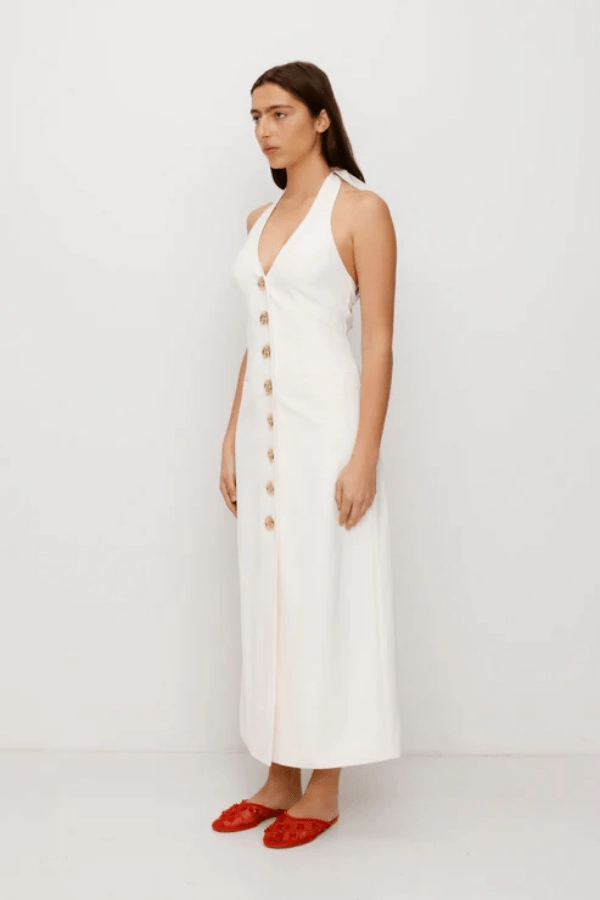 Irida Maxi Dress Ivory Embroidered Fabric