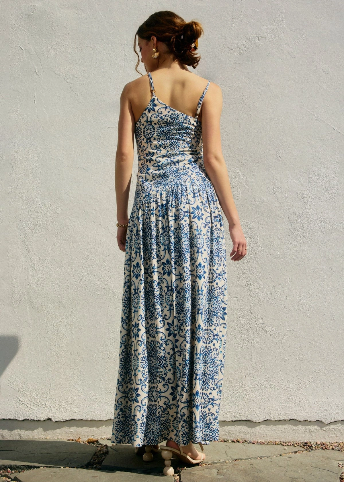 IRIS AZALEA MOSAIC ONE-SHOULDER MAXI DRESS Fashion Look Neutral Layer
