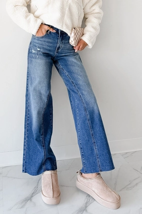 Workout-ready Movement Comfort Isaac Mid Rise Wide Leg Cello Jeans (Medium)