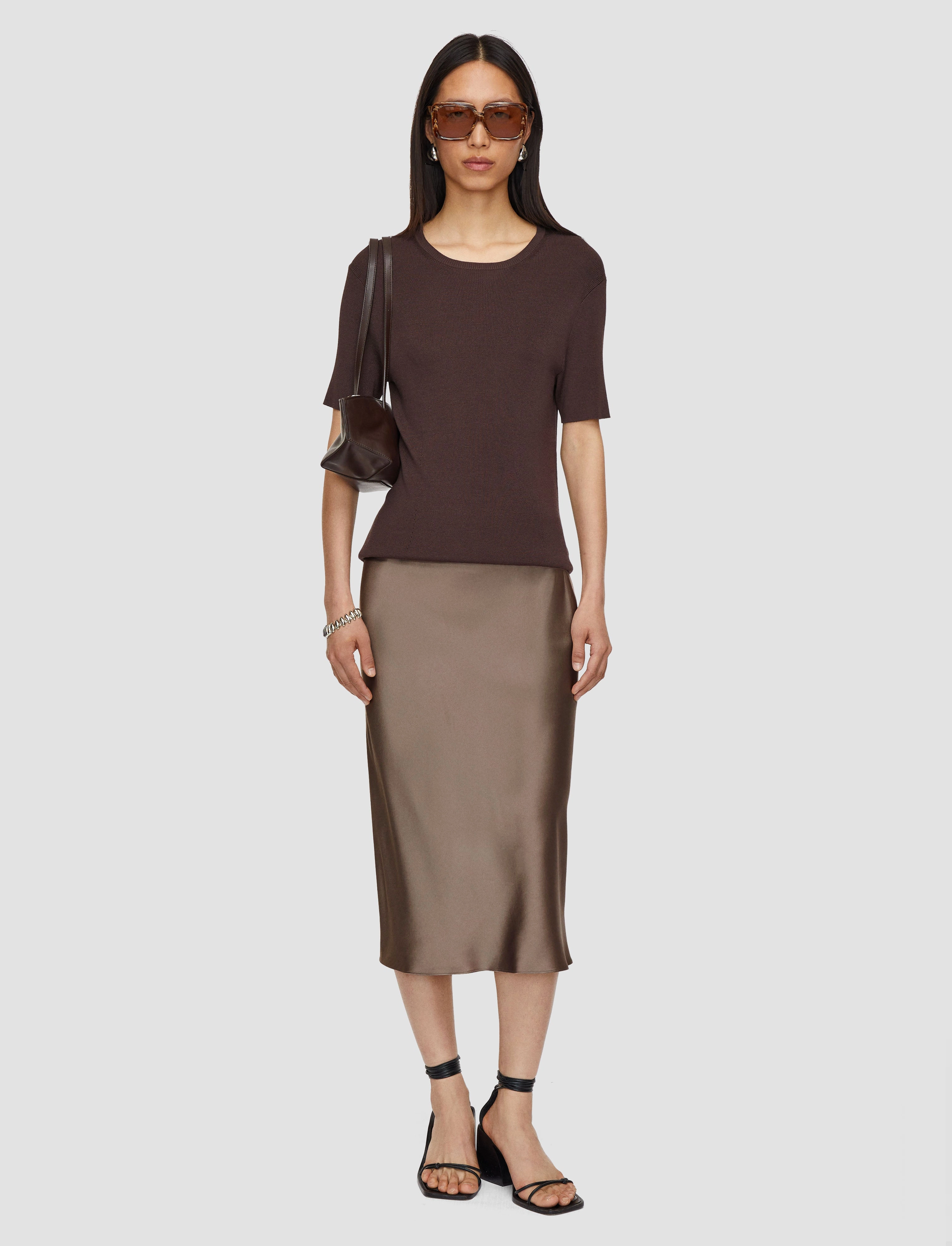 Laidback Feel Isaak Silk Satin Skirt