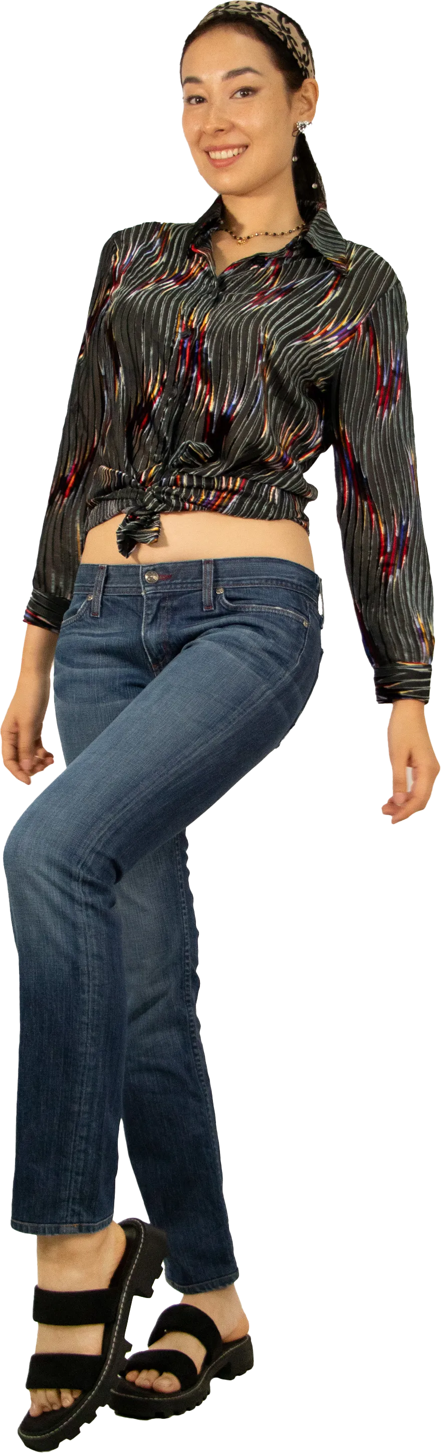 Istante Burnout Velvet Striped Shirt