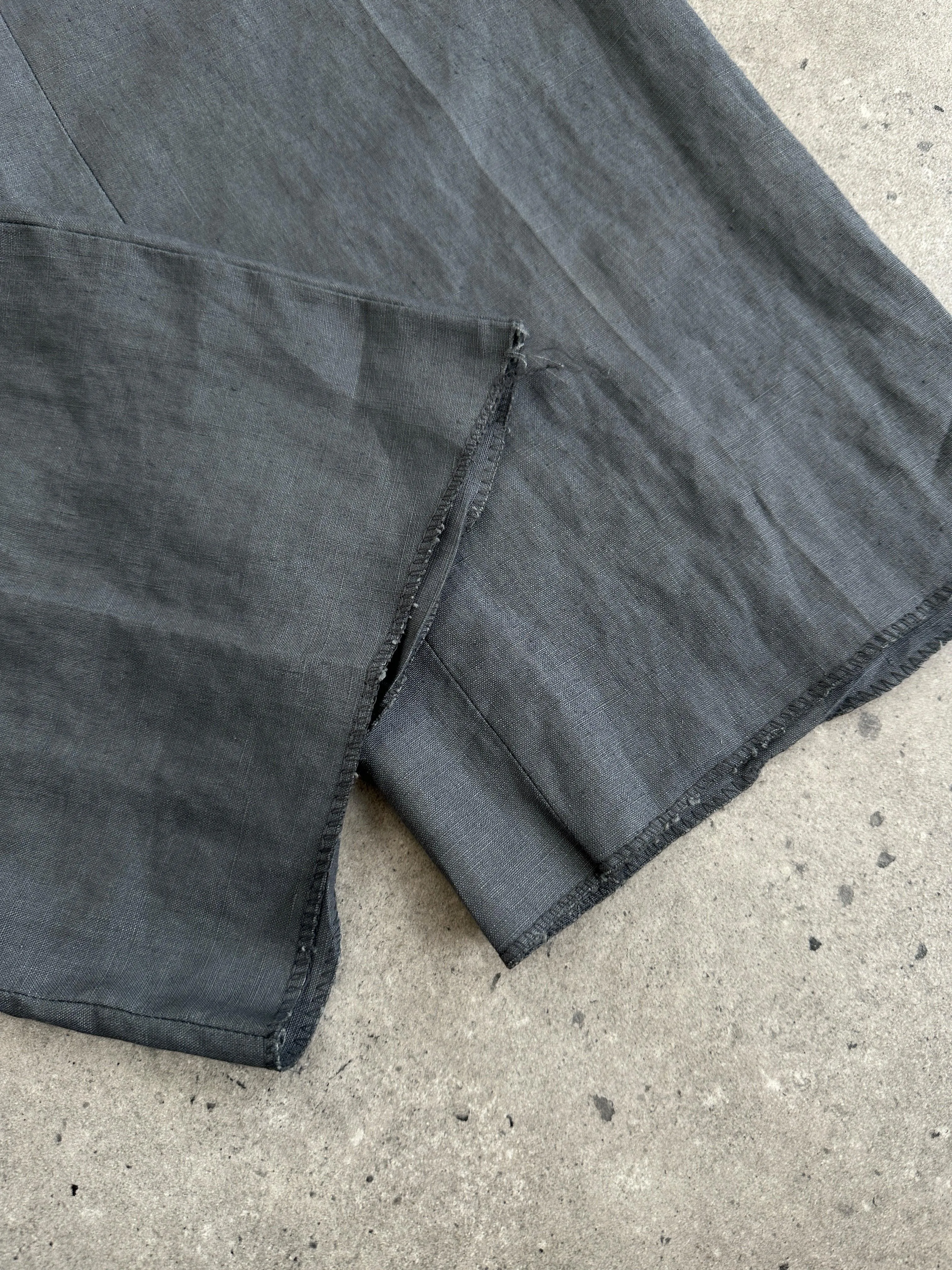 Italian Vintage Linen Straight Leg Mid Waist Pleated Trousers - W30