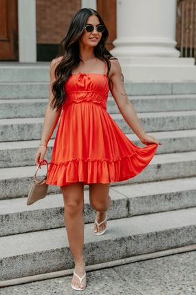 Unfiltered Charm Sleeveless Mini Dress (Coral) Easy Going