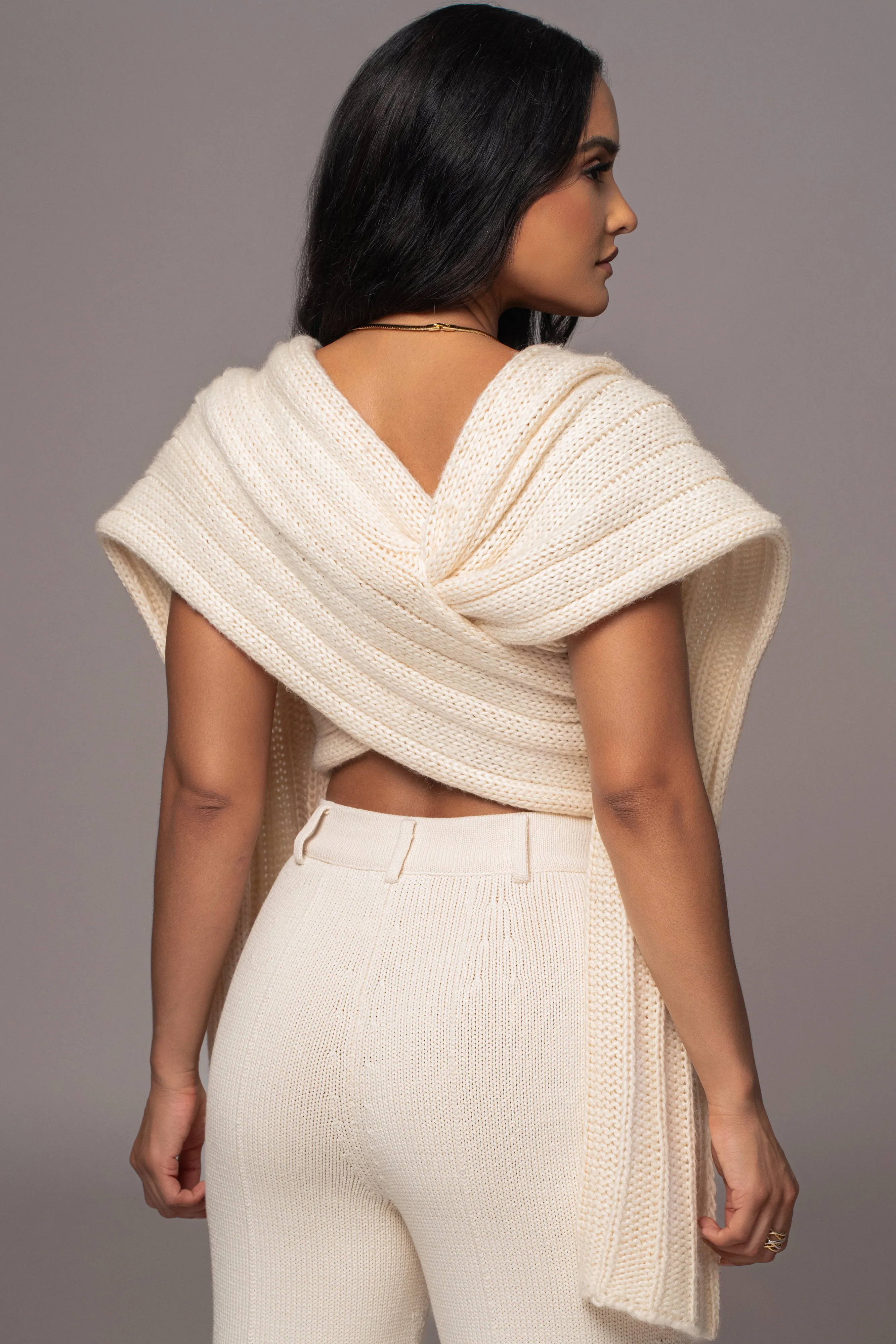 Ivory Soft Life Cable Knit Sweater Top