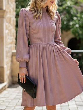 jacquard long-sleeved dress Grab Quick Dew Glow