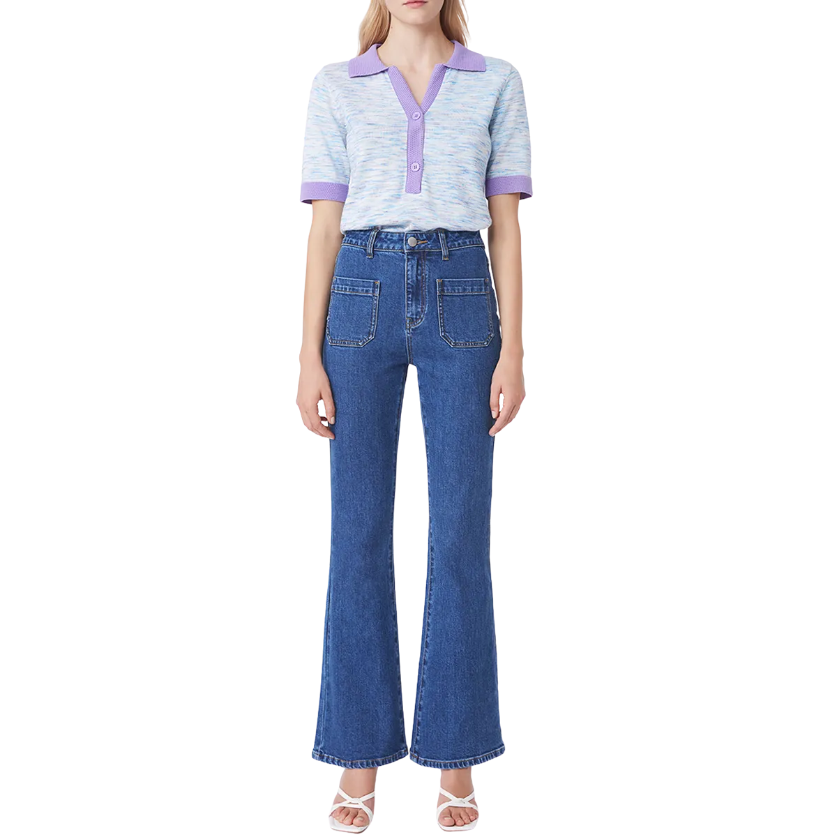 Jeans Flared De Tiro Alto
