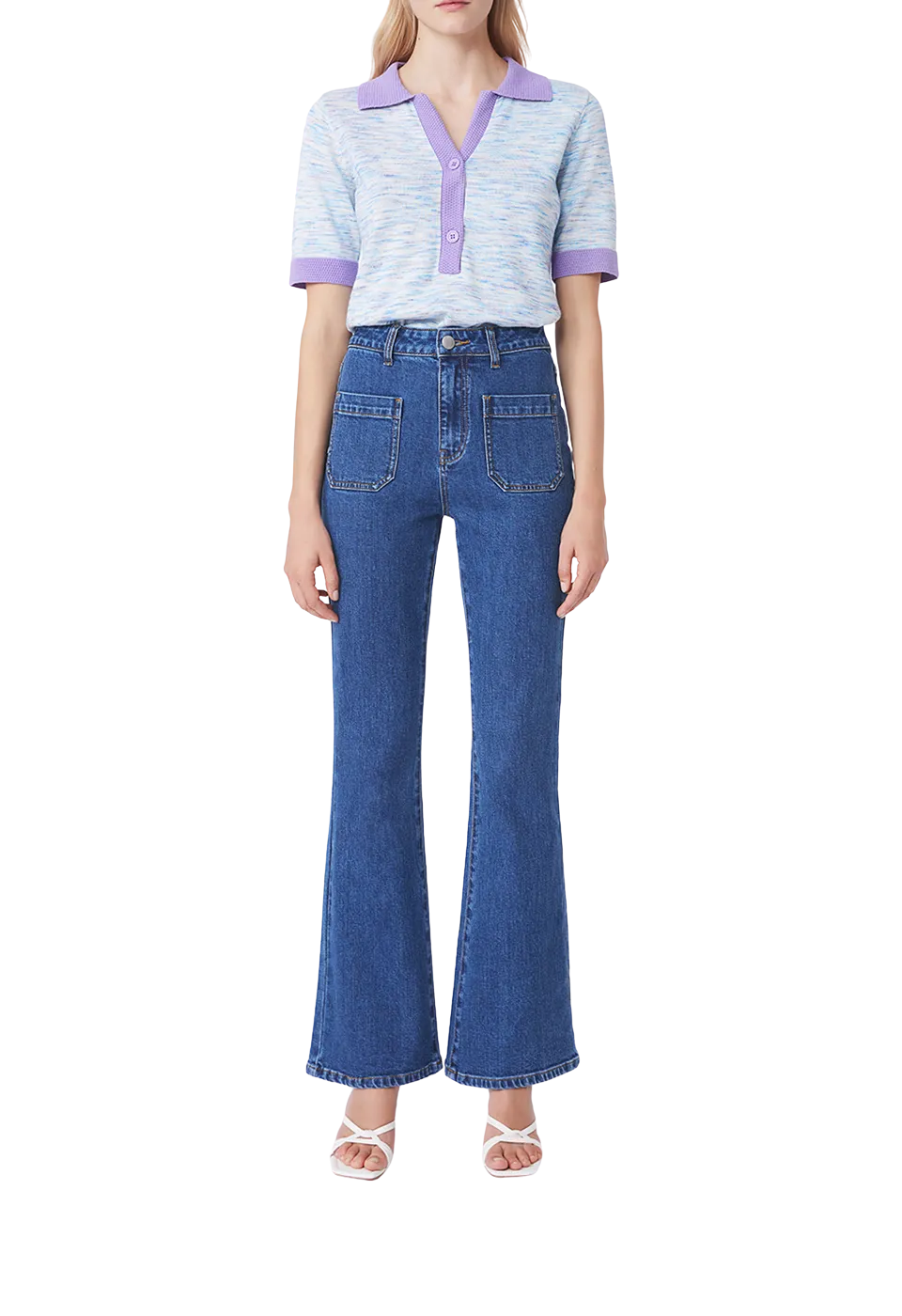 Jeans Flared De Tiro Alto