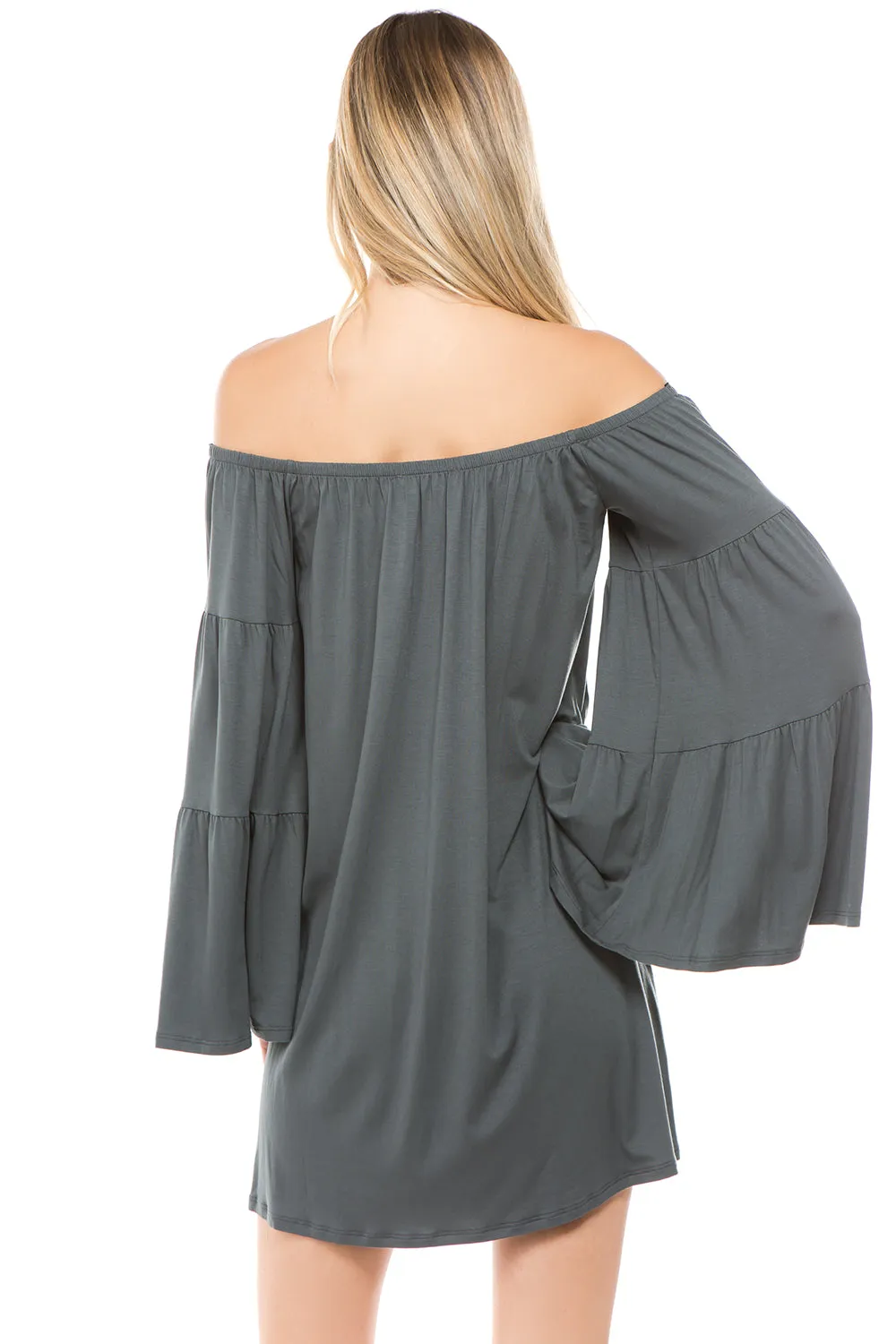 JENNA OFF SHOULDER DRESS (CHARCOAL)-JD7461