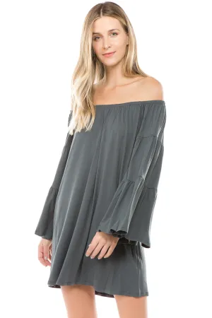 JENNA OFF SHOULDER DRESS (CHARCOAL)-JD7461