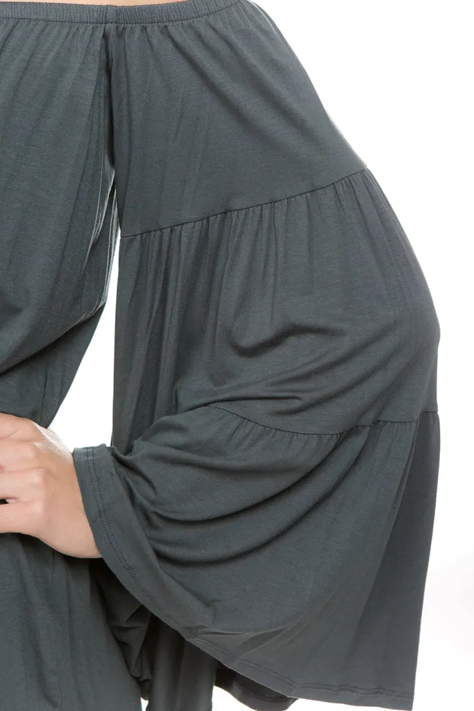 JENNA OFF SHOULDER DRESS (CHARCOAL)-JD7461