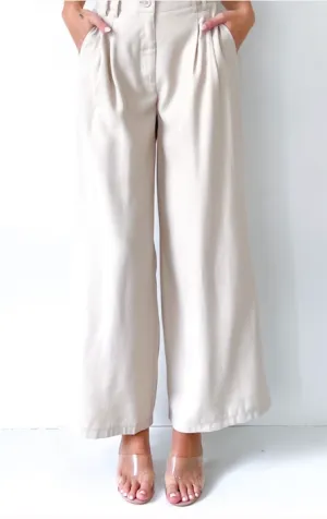 Jenna Wide Leg Pants - Stone