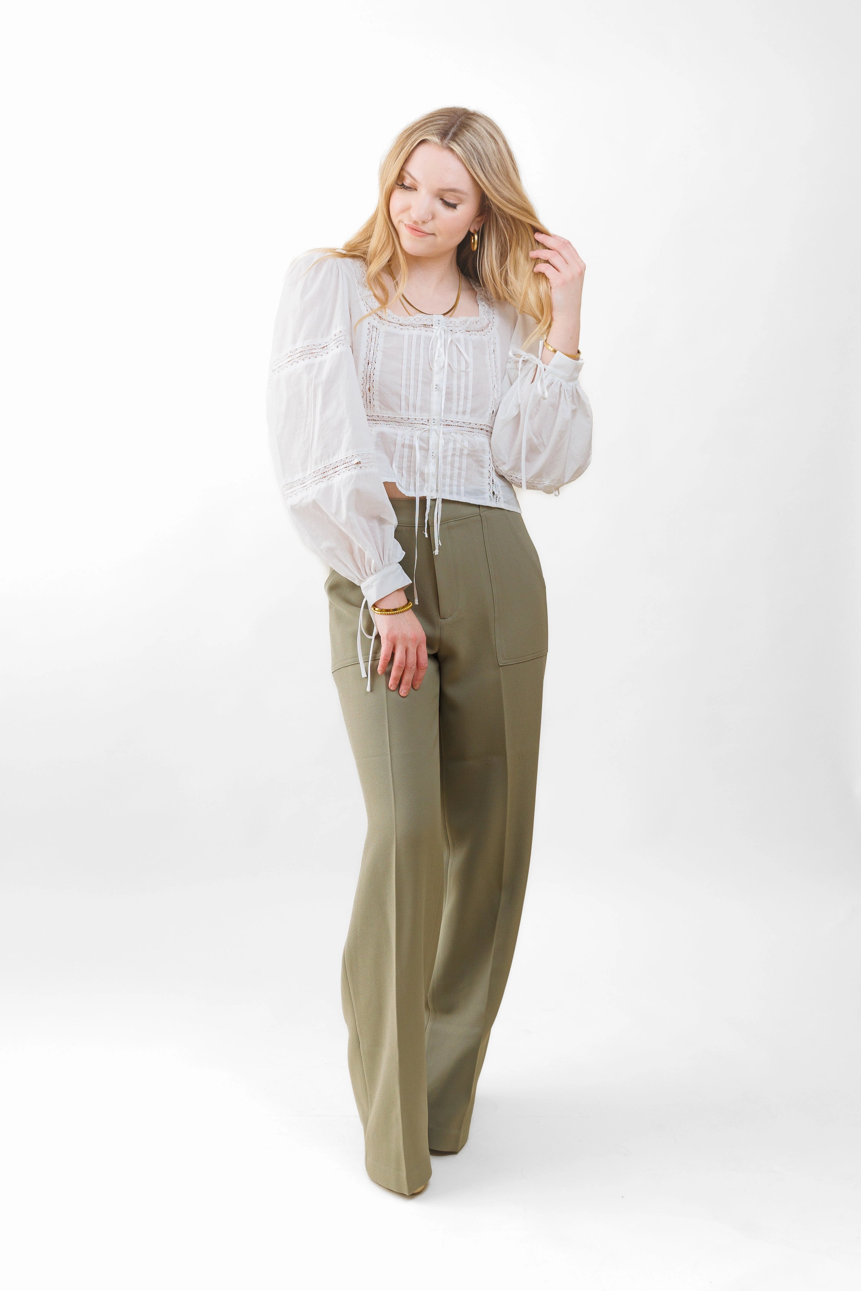 JENNA TEXTURED WIDE-LEG PANTS Frayed hem Functional fashion wear