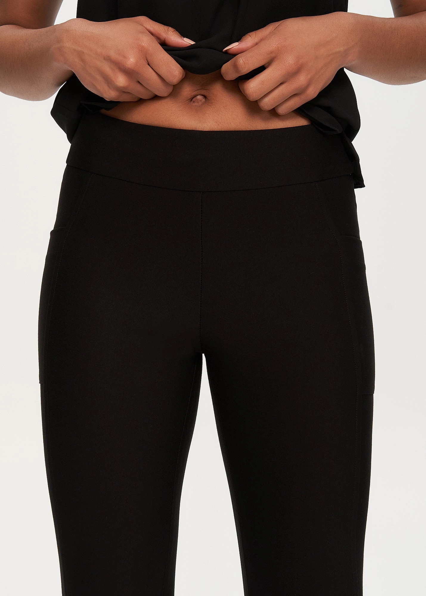 Flexible Knee Panels Feminine Fit Jessica Black Biker Pant With Side Pockets