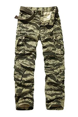 Jessie Kidden Men's Combat Camo Cargo Trousers Camouflage Army Military Tactical Work Pants