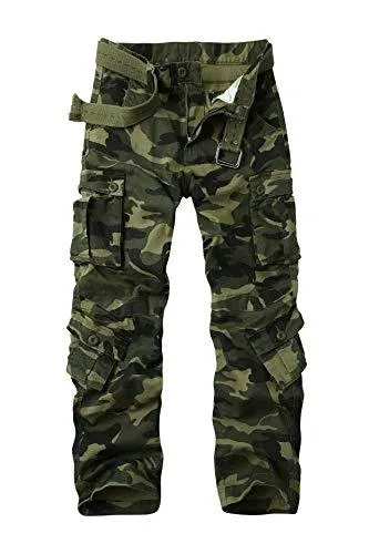 Jessie Kidden Men's Combat Camo Cargo Trousers Camouflage Army Military Tactical Work Pants
