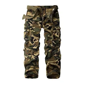 Jessie Kidden Men's Combat Camo Cargo Trousers Camouflage Army Military Tactical Work Pants