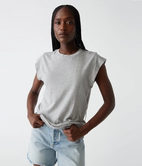 JOEY POWER SHOULDER TEE Flatlock Seam Design