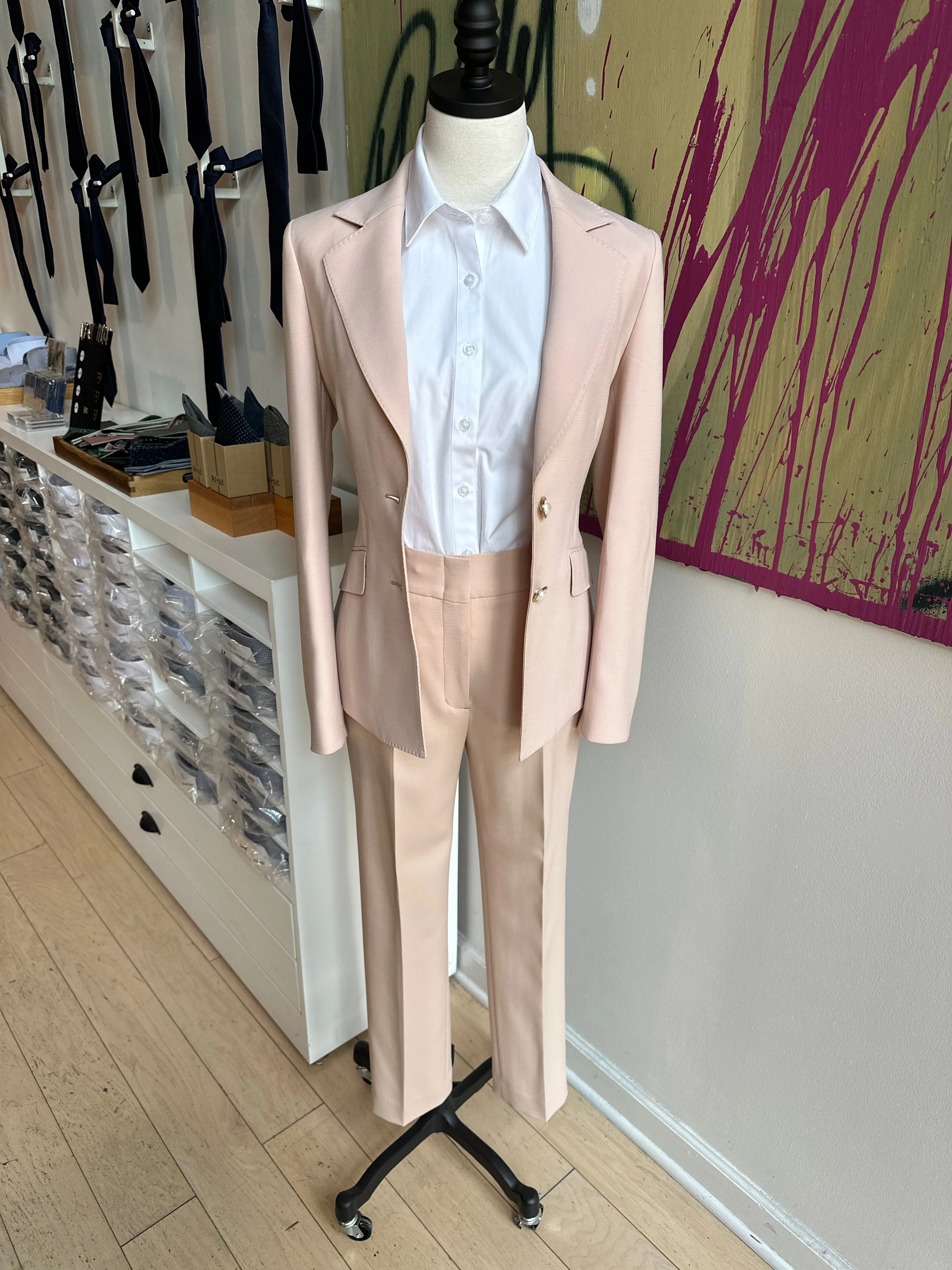 Jolie Blush Pink Feminine Cut Premium Suit Pants