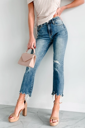 Relax Fit Wear Seamless Design Jonah Mid Rise Distressed Special A Kick Flare Jeans (Dark)