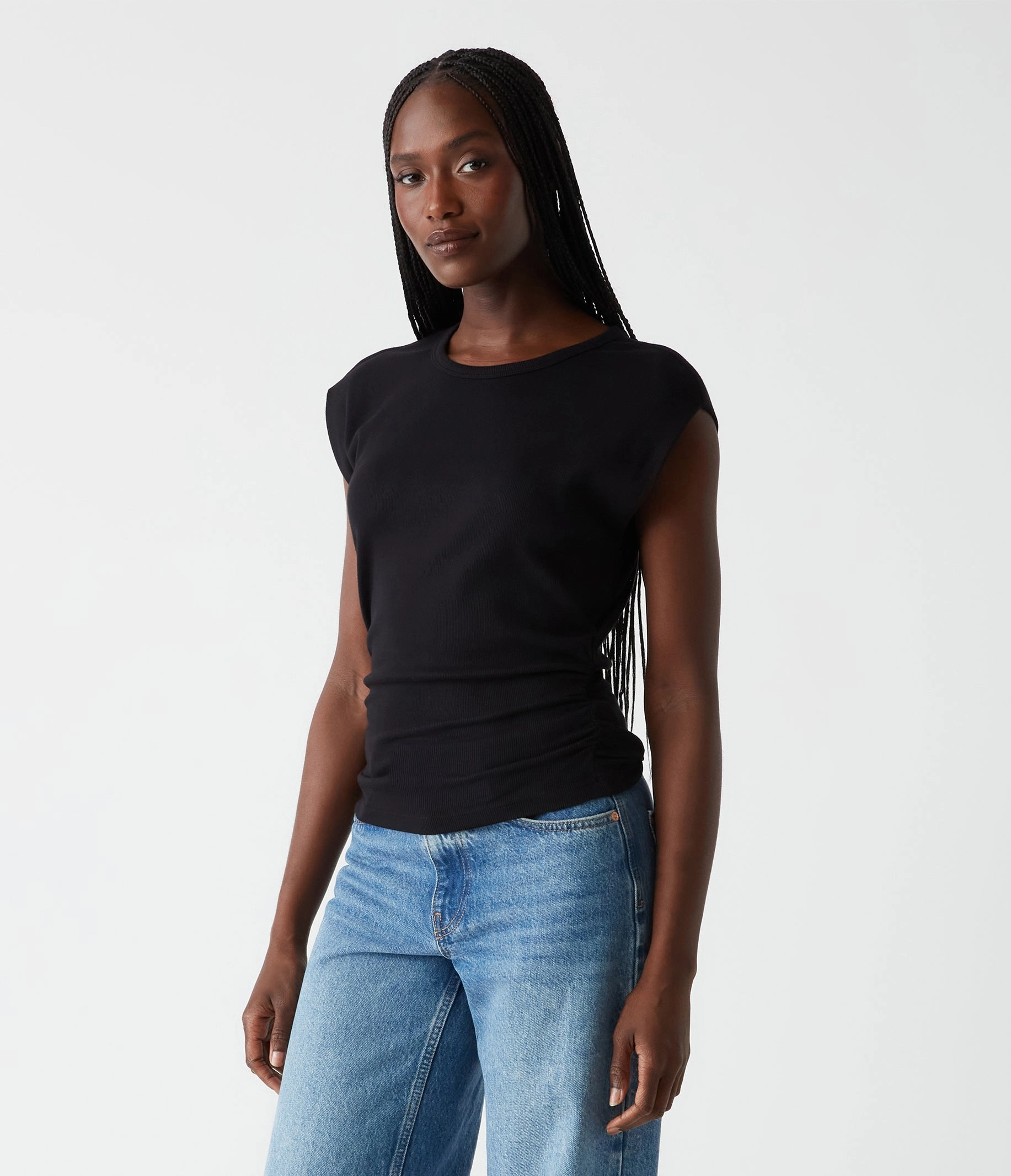 Everyday Jacket Wrinkle Resistant Weave JONI CREW POWER SHOULDER TOP