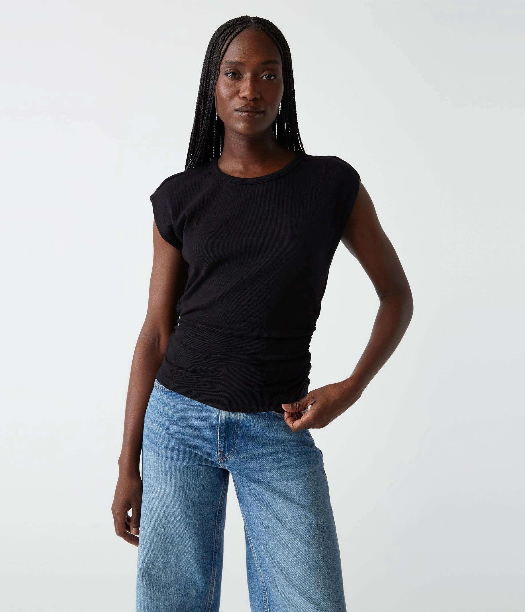 JONI CREW POWER SHOULDER TOP AbrasionResistantEdging