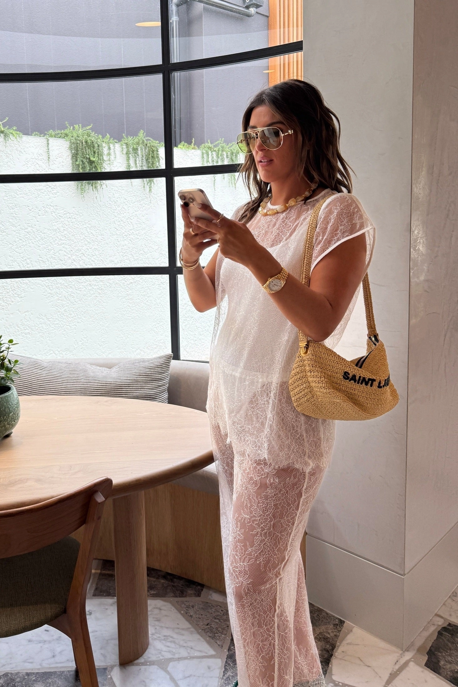 Jordi Lace Pant White Form Fit Classic sheath dress
