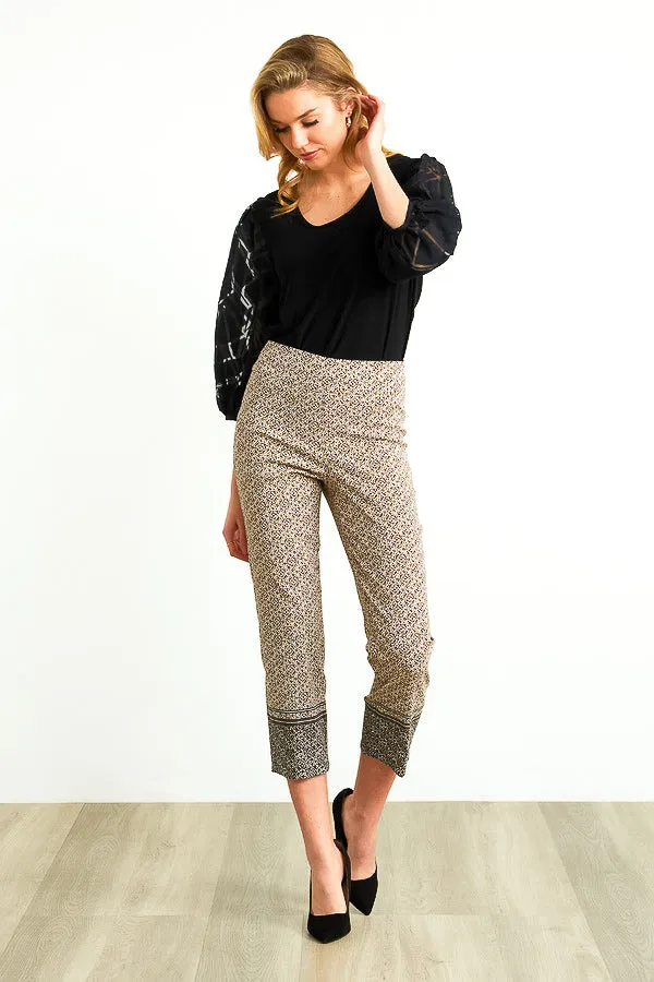 Joseph Ribkoff 212167 Black/Taupe Geometric Print Pull On Pants