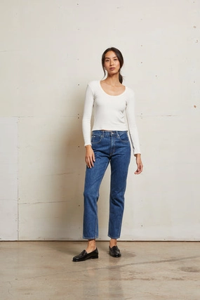 JOSIE 2X1 SWEATER RIB LS UNECK Garment Dyed Finish Versatile Layering Piece