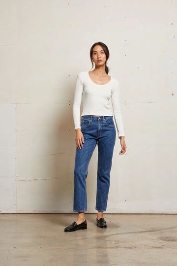 JOSIE 2X1 SWEATER RIB LS UNECK Garment Dyed Finish Versatile Layering Piece
