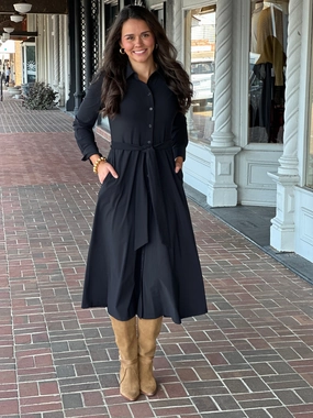 Jude Connally Kitty Dress in Black Sculpted Form Fall Silhouette