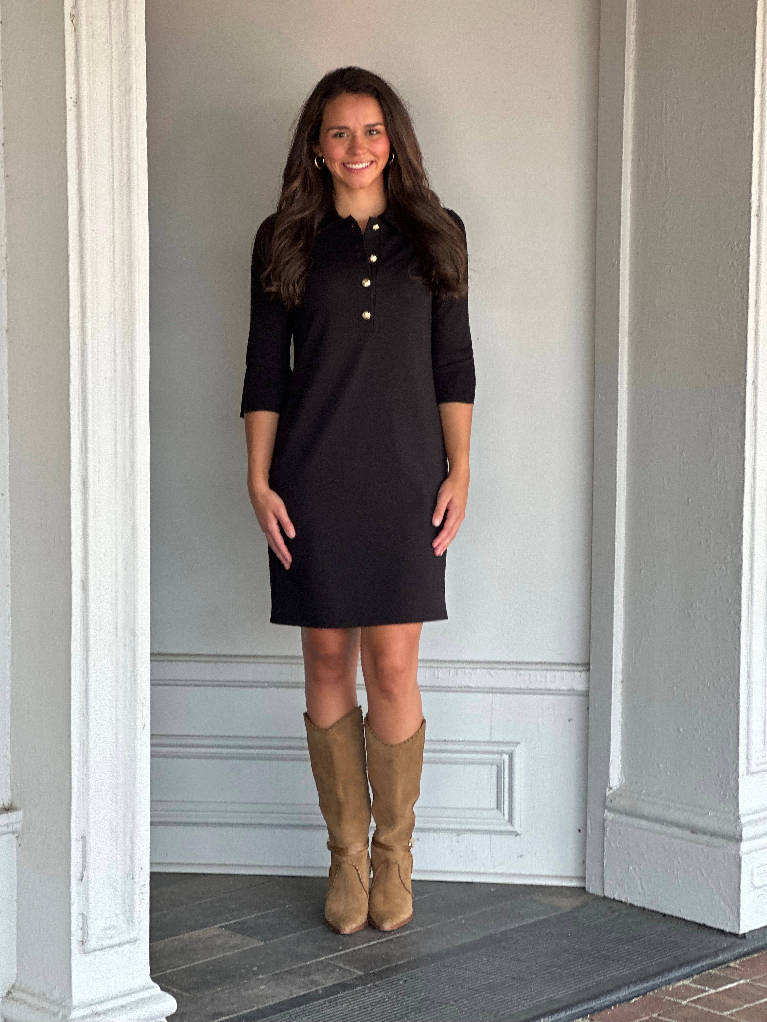 Jude Connally Midge Dress in Black Gold Smart Silhouette Mix-And-Match
