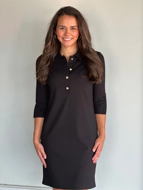 Invisible-Zip Jude Connally Midge Dress in Black Gold