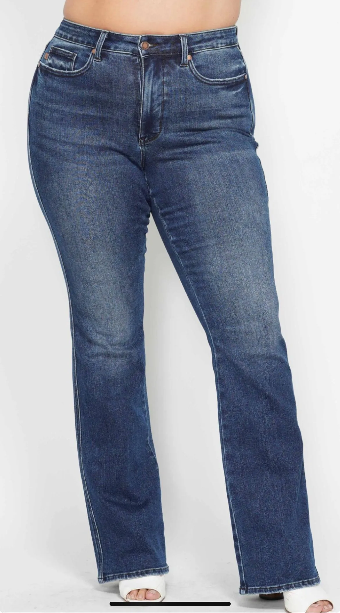 Judy Blue Curvy Dark Denim High Waisted Bootcut Jeans with Tummy Control (C)