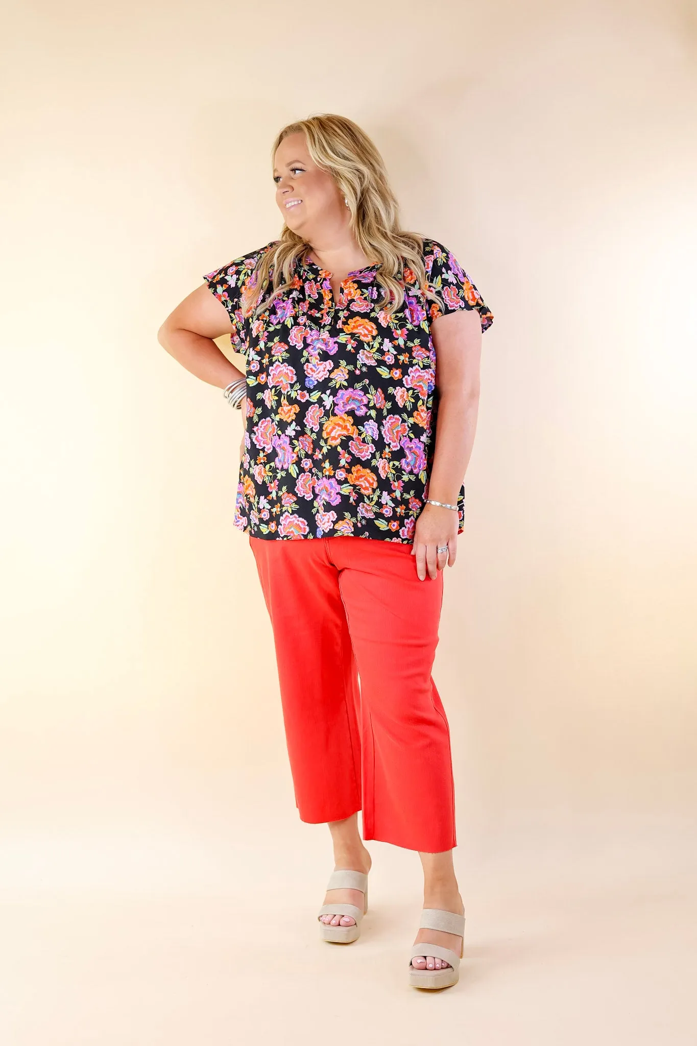 Judy Blue | Sign Me Up Tummy Control Cropped Wide Leg Jeans in Red