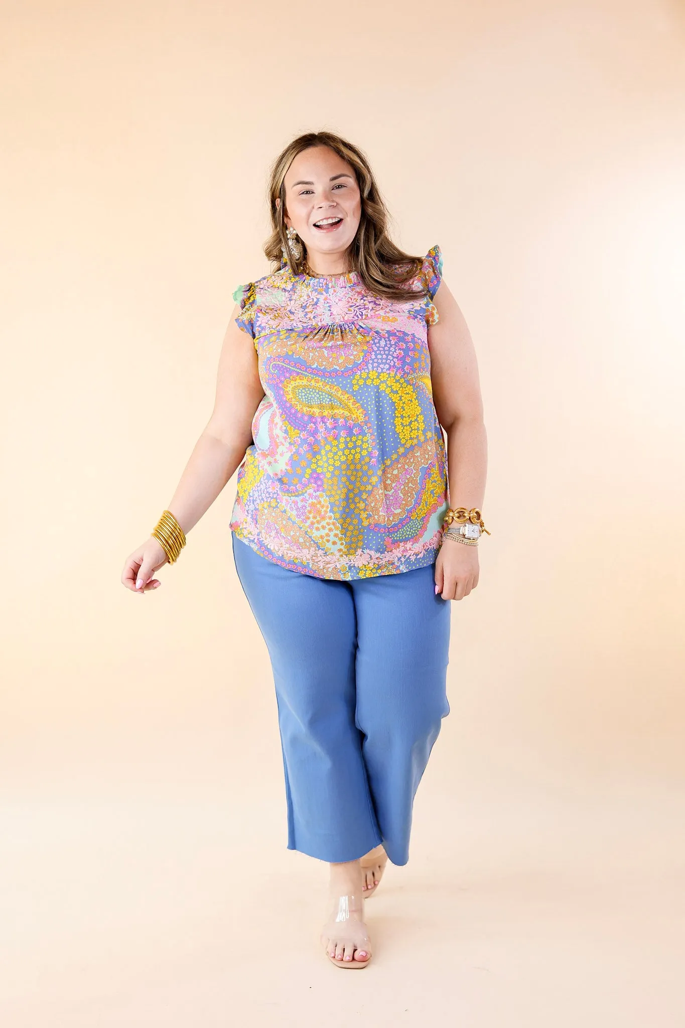 Judy Blue | Sign Me Up Tummy Control Cropped Wide Leg Jeans in Sky Blue