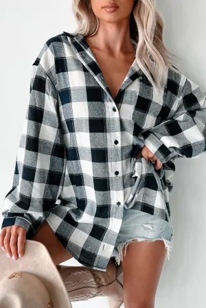 Basic Tank Minimalist Styling Just Being Myself Oversized Plaid Linen Shirt (Navy)