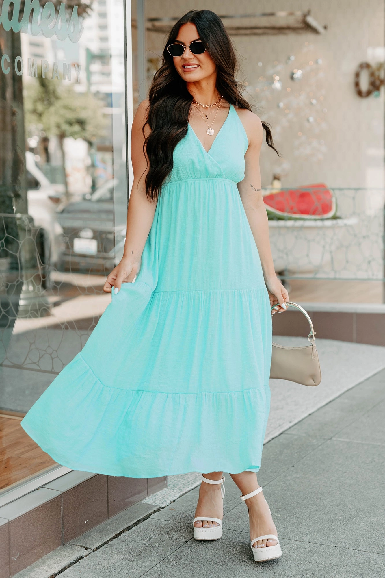 City Rhythm Night Style Just A Feeling Sleeveless Maxi Dress (Jade)
