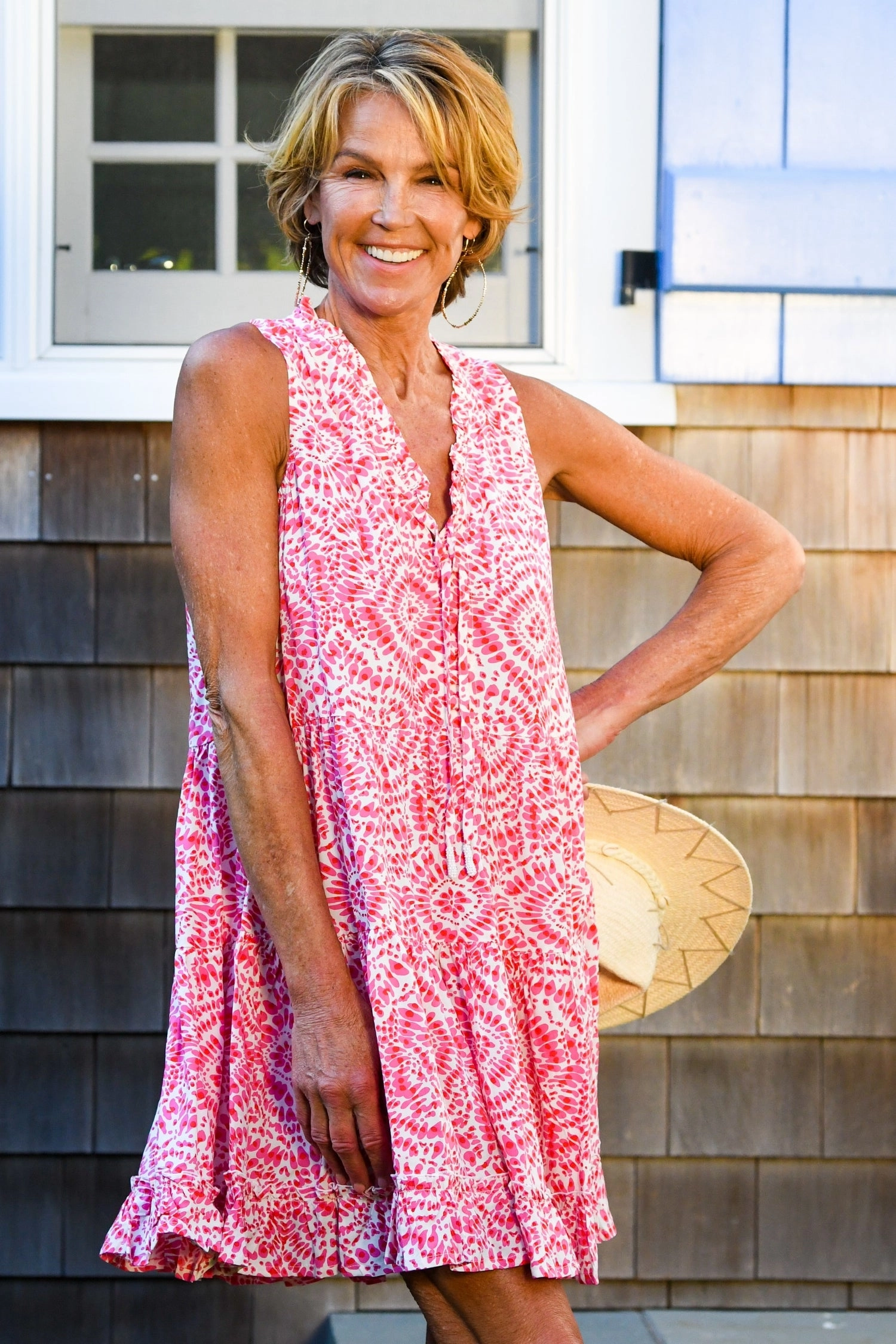 Kaia Dress Short / Cherry Fuchsia ElasticWaistband